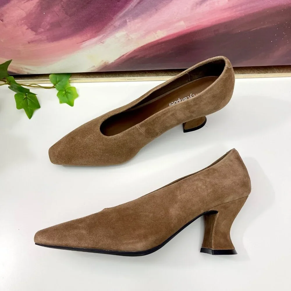 Jeffrey Campbell Hints-2 Suede Square Toe Pumps‎ Size 6.5